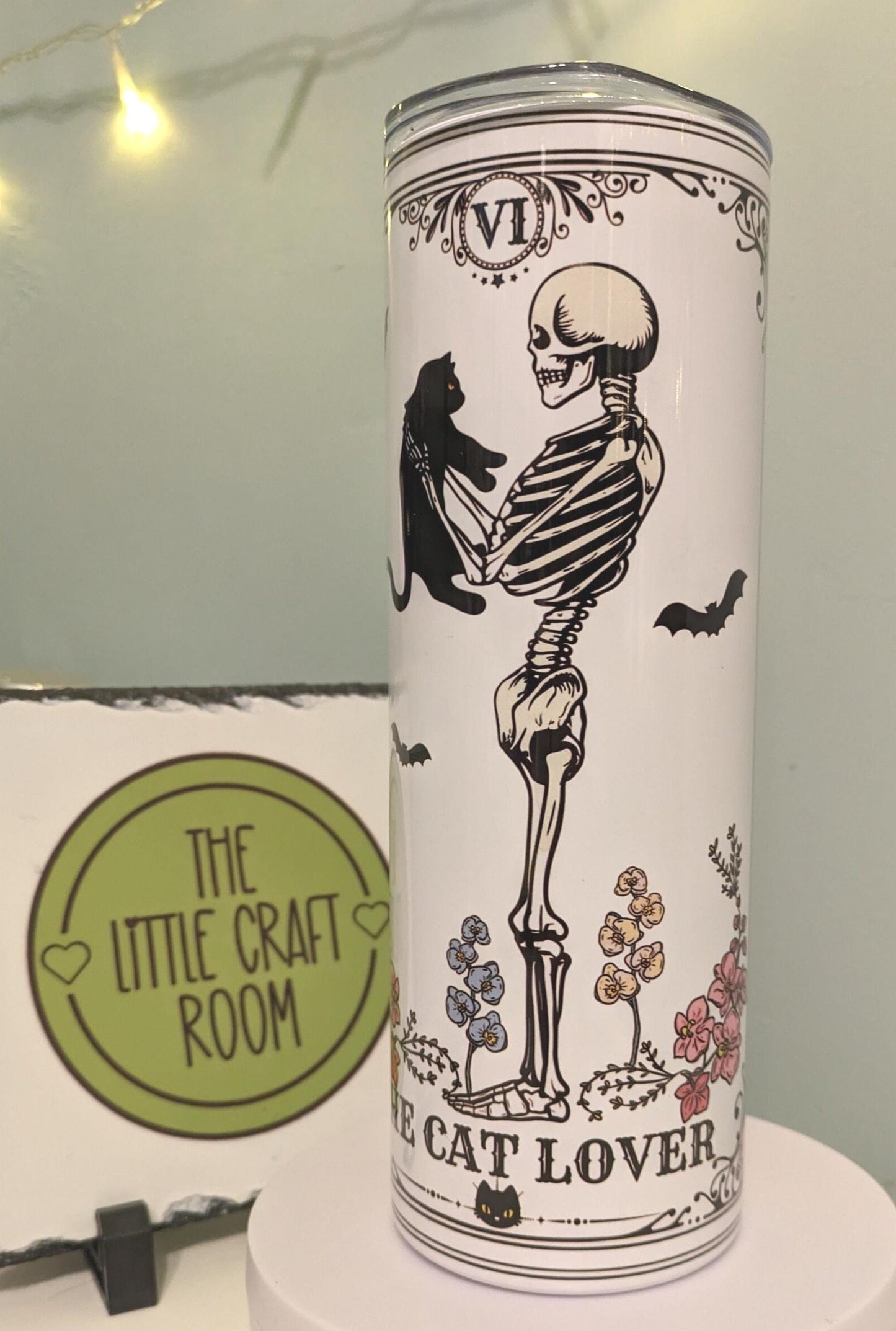 Witchy Cat Lover 20oz Tumbler, Tarot Gift, Stainless Steel Travel Cup