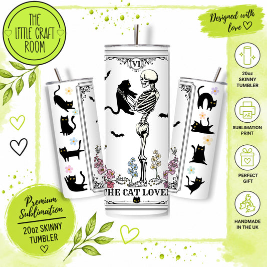 Witchy Cat Lover 20oz Tumbler, Tarot Gift, Stainless Steel Travel Cup