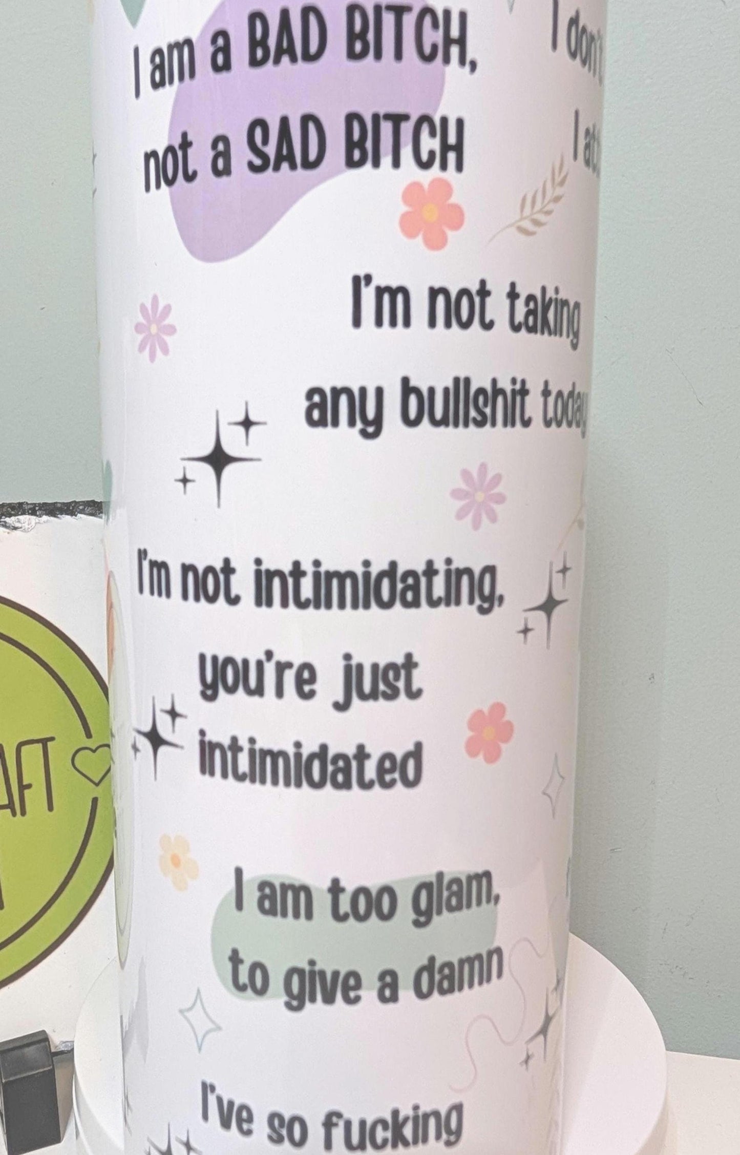 Personalised Bad Bitch Affirmations 20oz Tumbler, Funny Swear Gift for Women