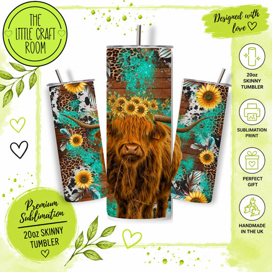 Highland Cow Sunflower 20oz tumbler