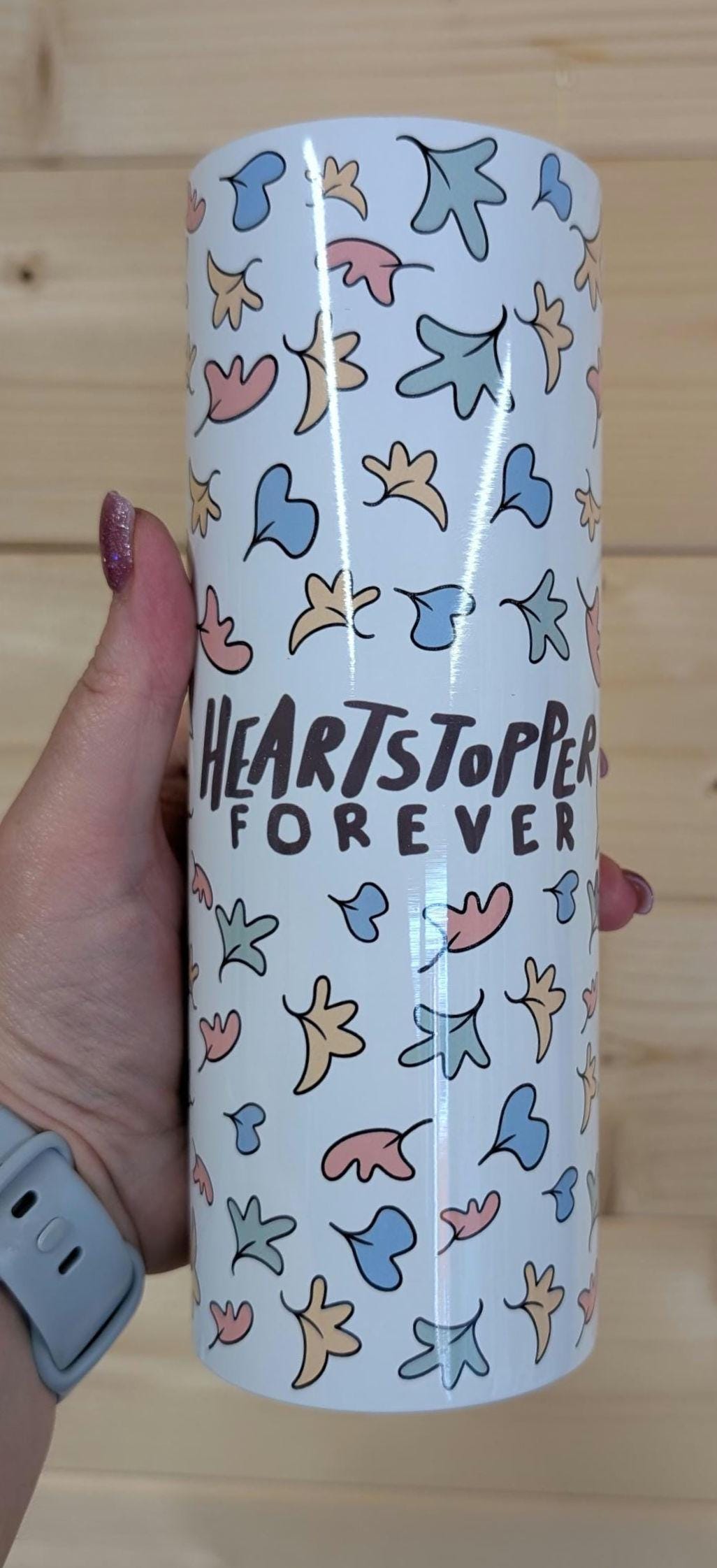 Heartstopper Tumbler, Colourful Leaf Cup, 20oz Skinny Tumbler, TV Fan Gift