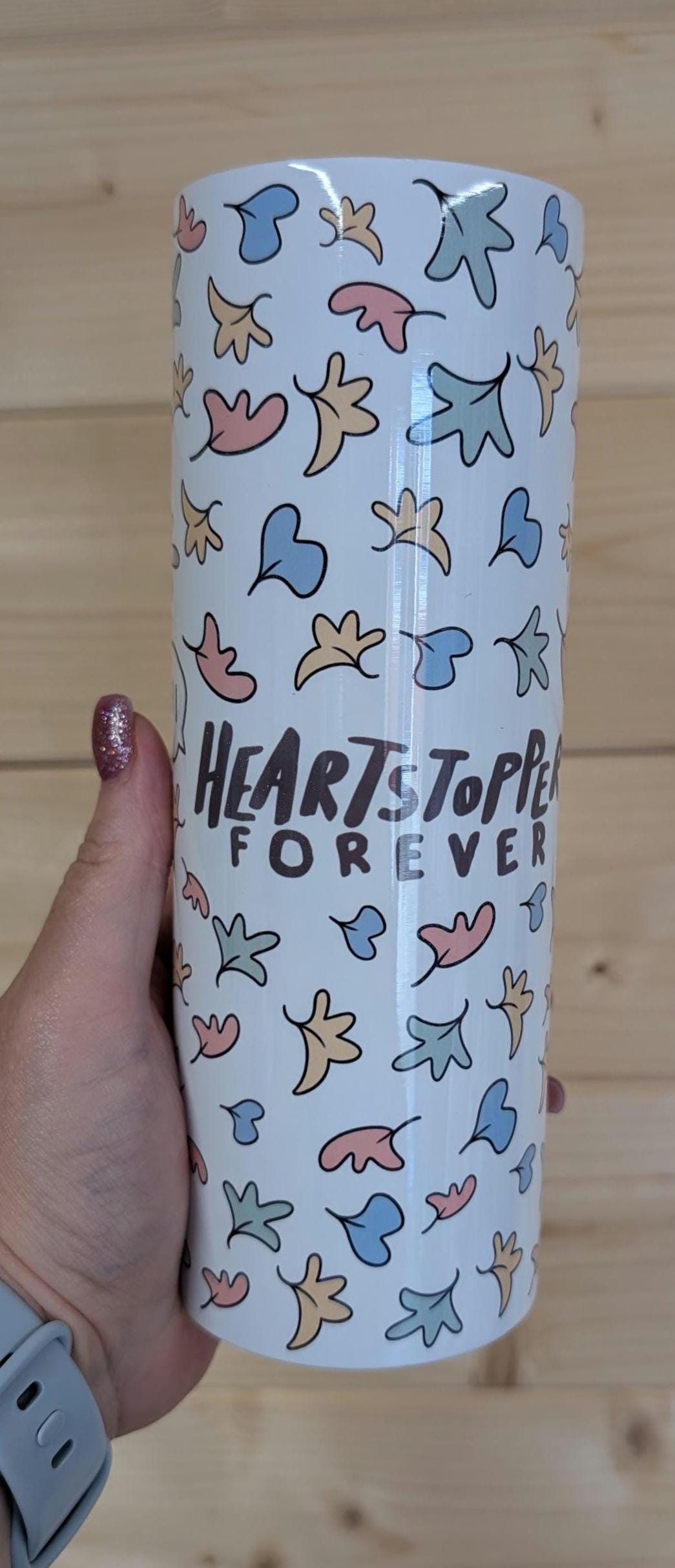 Heartstopper Tumbler, Colourful Leaf Cup, 20oz Skinny Tumbler, TV Fan Gift