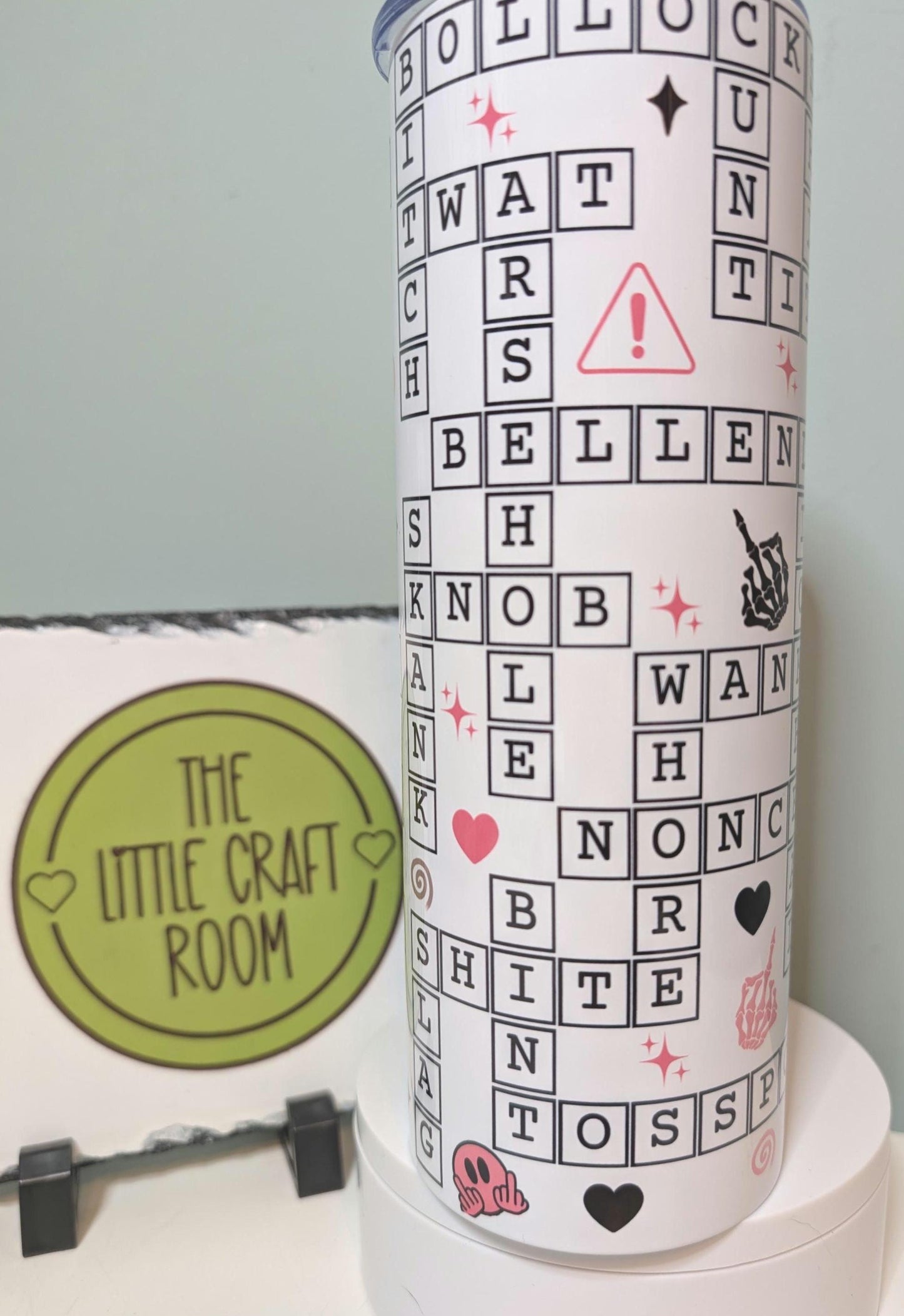 British Insults Crossword Tumbler, Rude 20oz Travel Cup