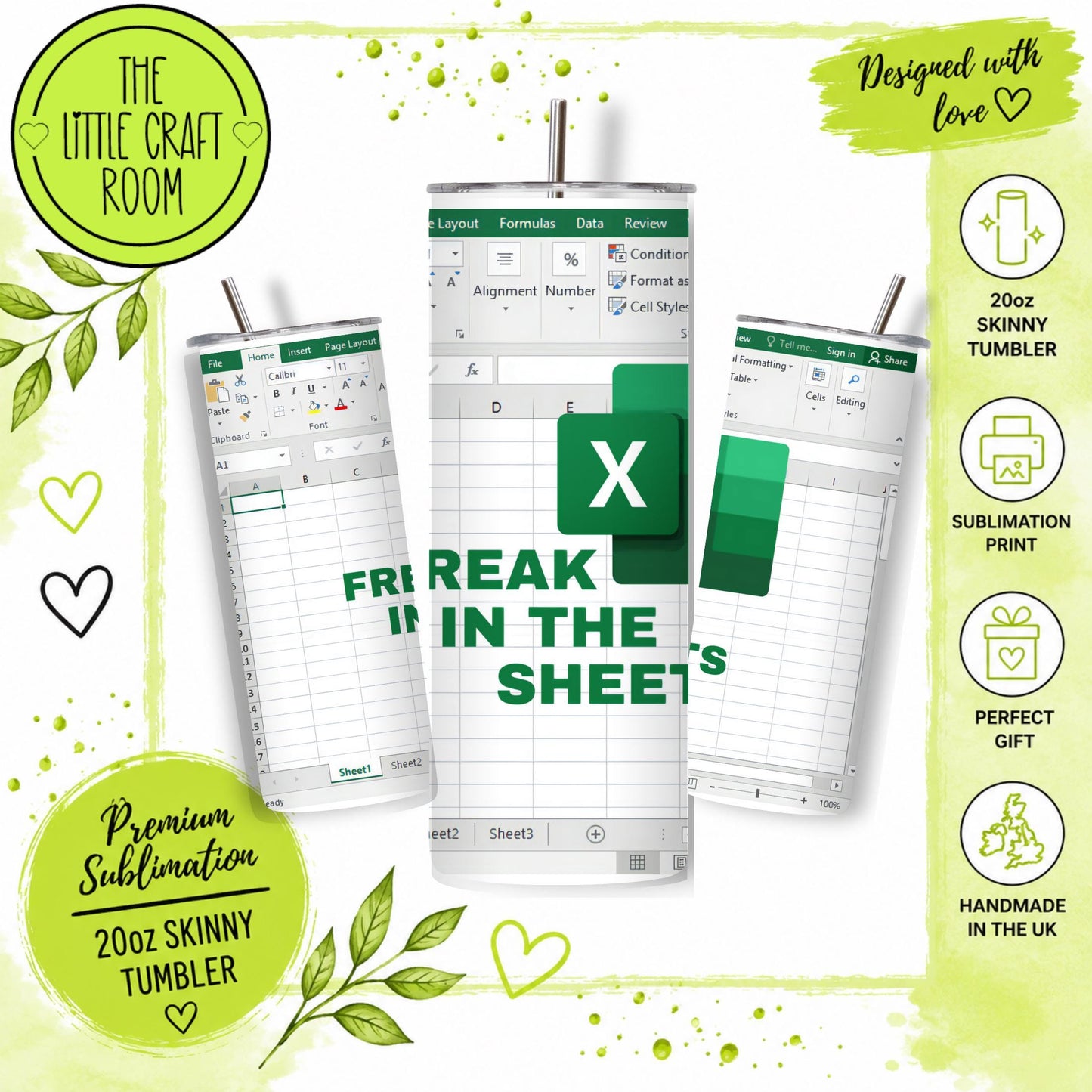 Freak in the Sheets Tumbler, Funny Spreadsheet 20oz Travel Cup