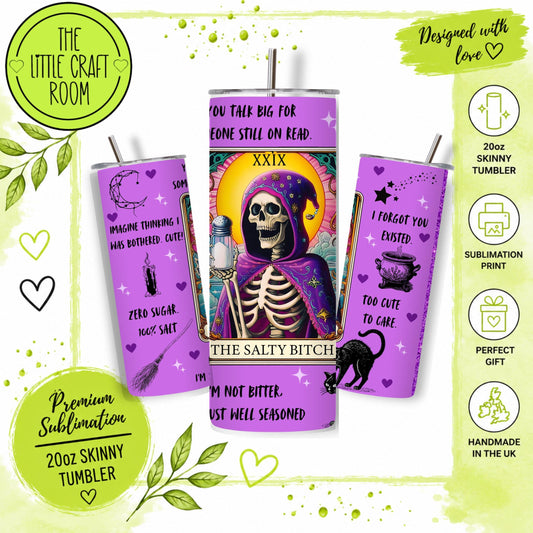 Salty Bitch Tumbler, Funny Skeleton 20oz Insulated Travel Cup