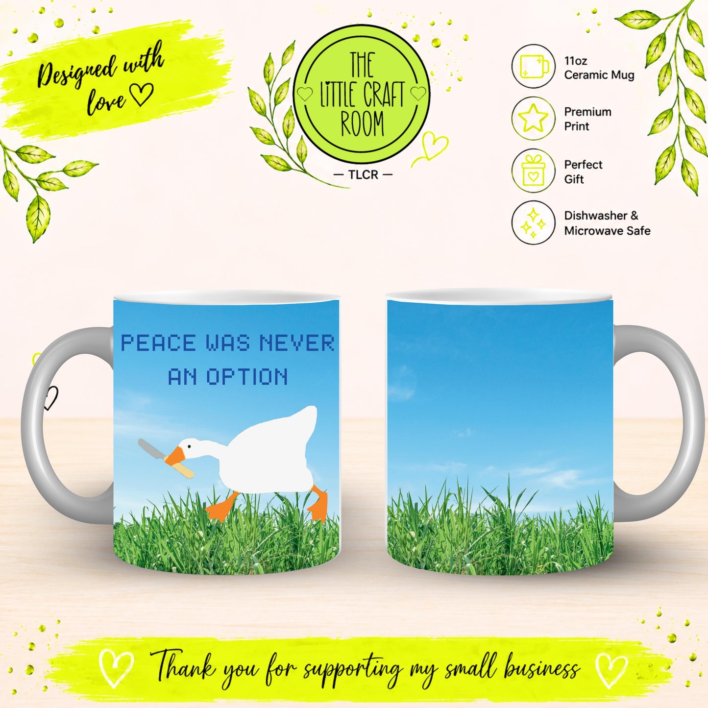 Peace Was Never An Option Mug, Silly Goose, Funny meme gift