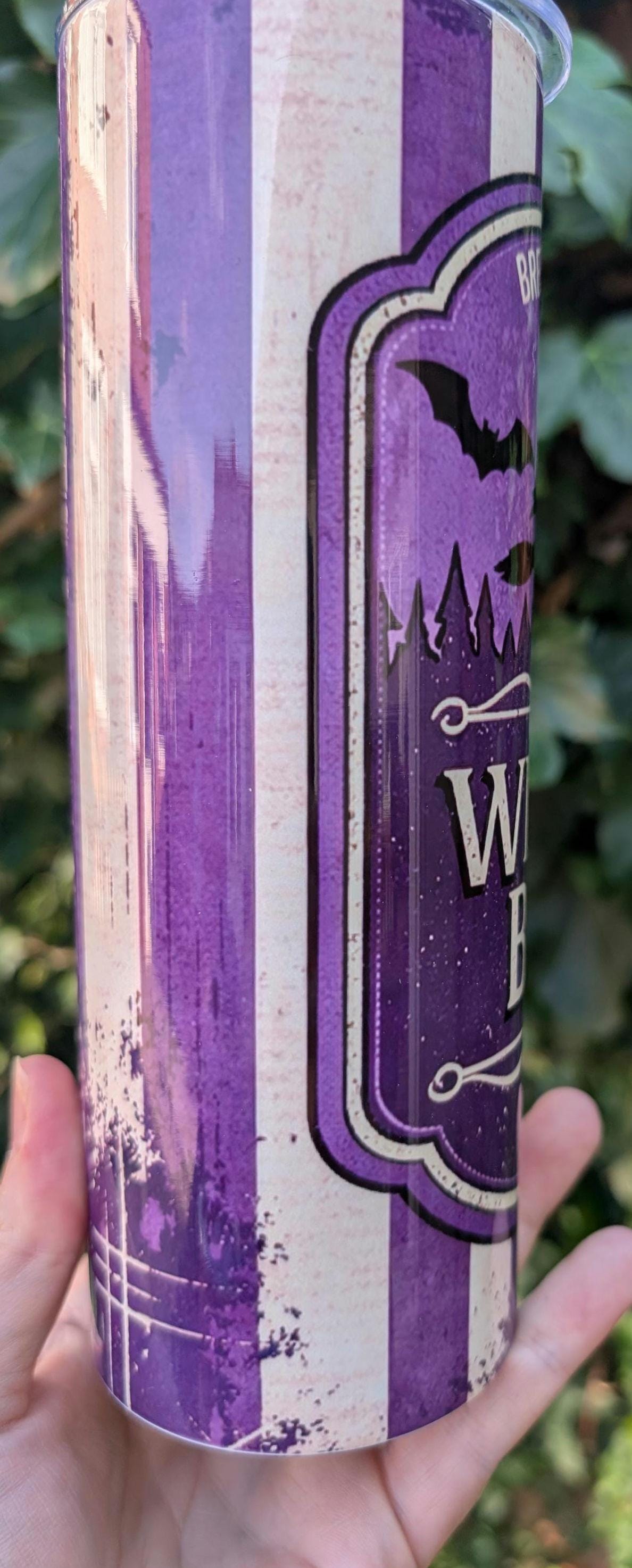 Witches Brew Tumbler, Purple Witch Cup, 20oz Skinny Tumbler, Halloween Gift