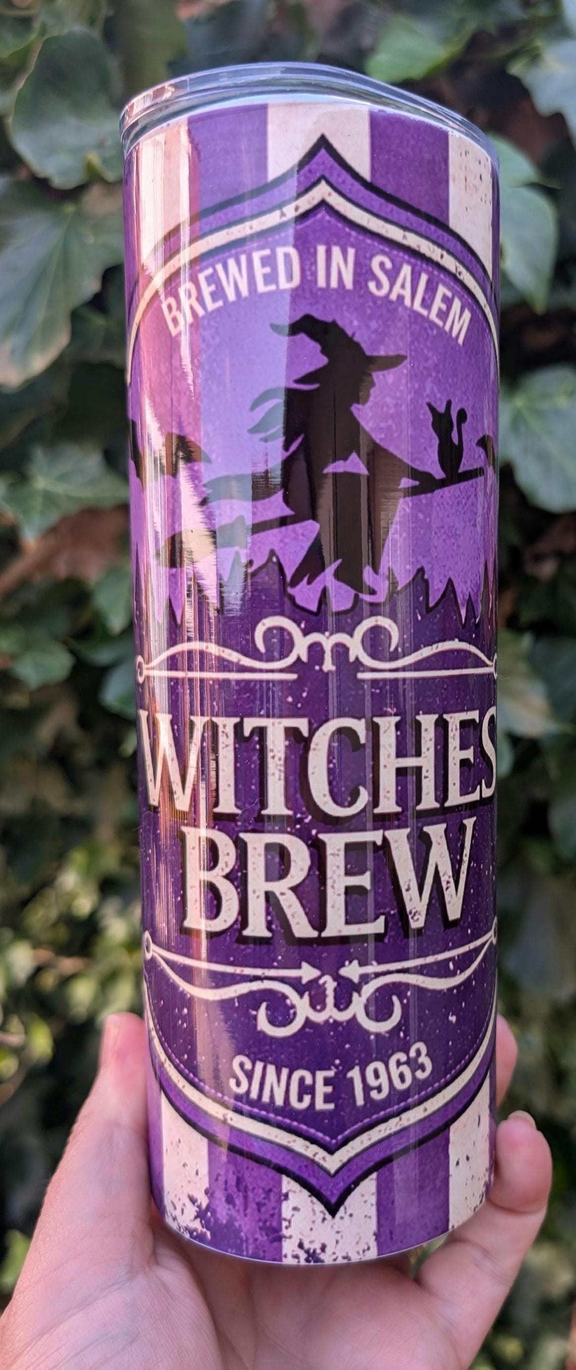 Witches Brew Tumbler, Purple Witch Cup, 20oz Skinny Tumbler, Halloween Gift