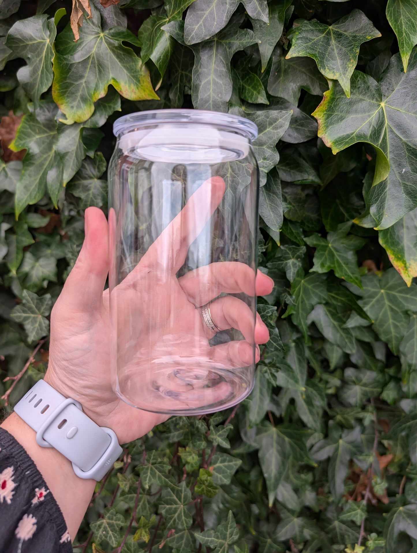 16oz Transparent Acrylic Plastic Beer Can with Plastic Lid and Straw