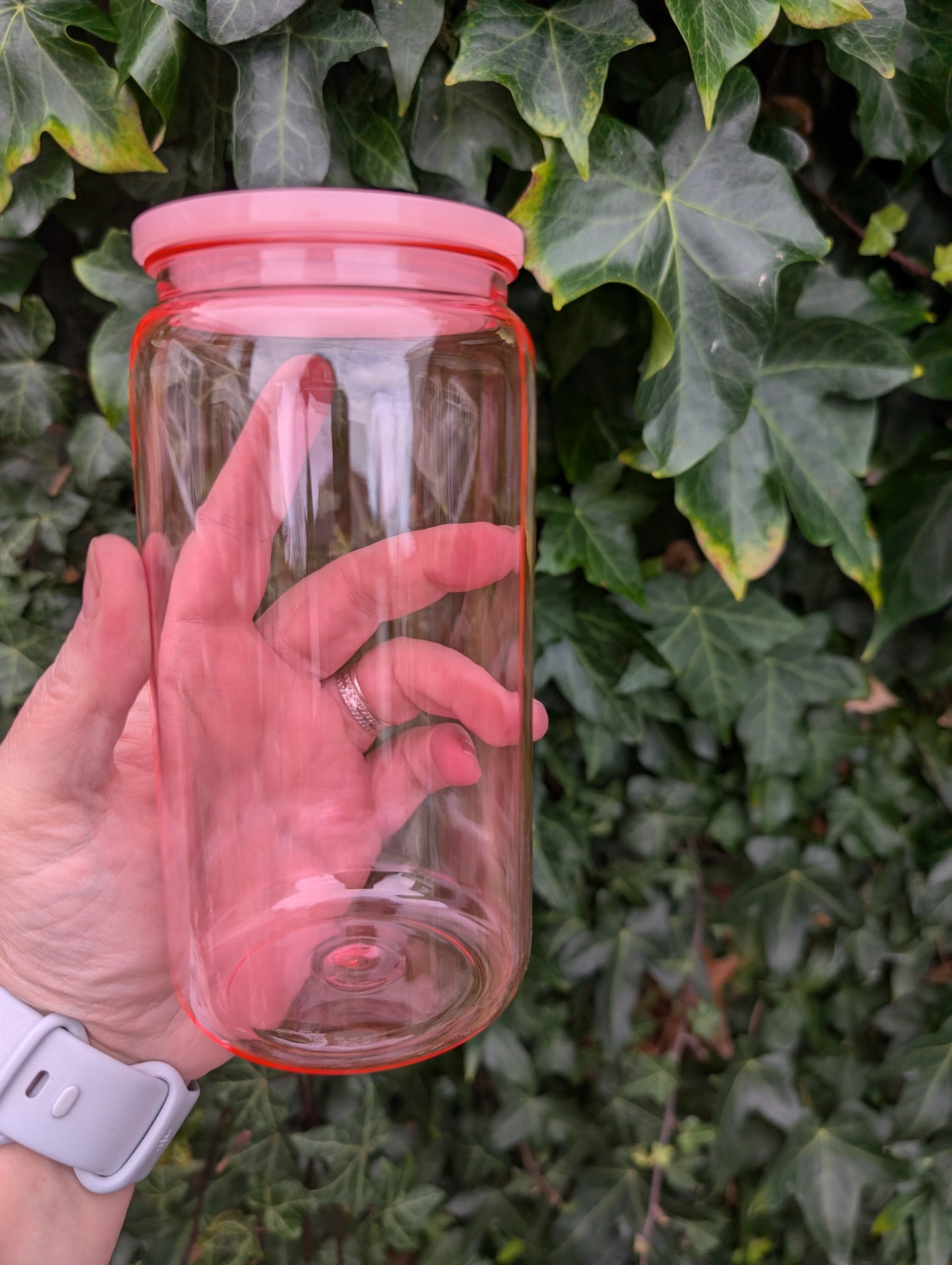 16oz Transparent Acrylic Coloured Plastic Beer Can with Plastic Lid and Straw