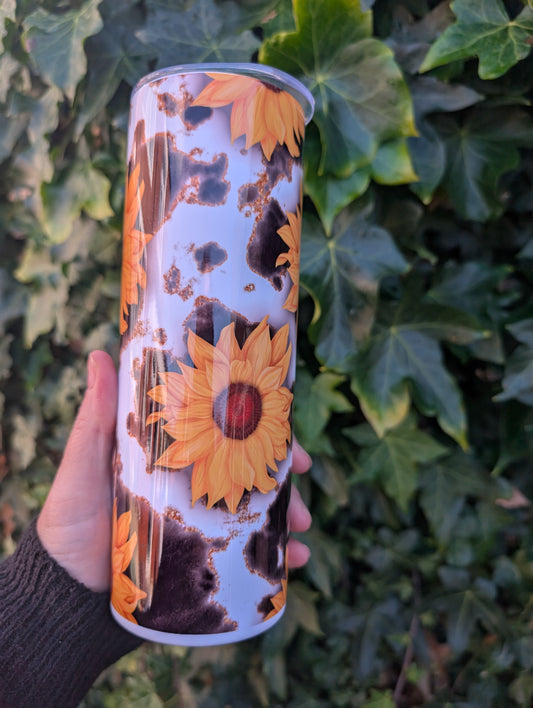 Cow print and sunflowers 20oz Tumbler