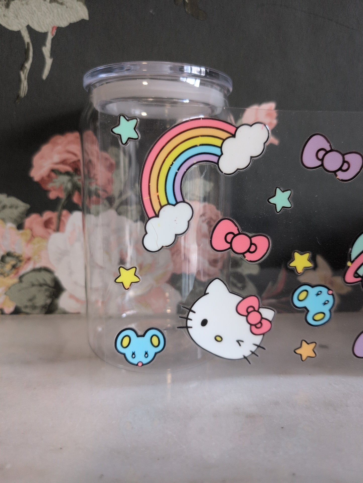 16oz Transparent Acrylic Plastic Beer Can with Plastic Lid and Straw