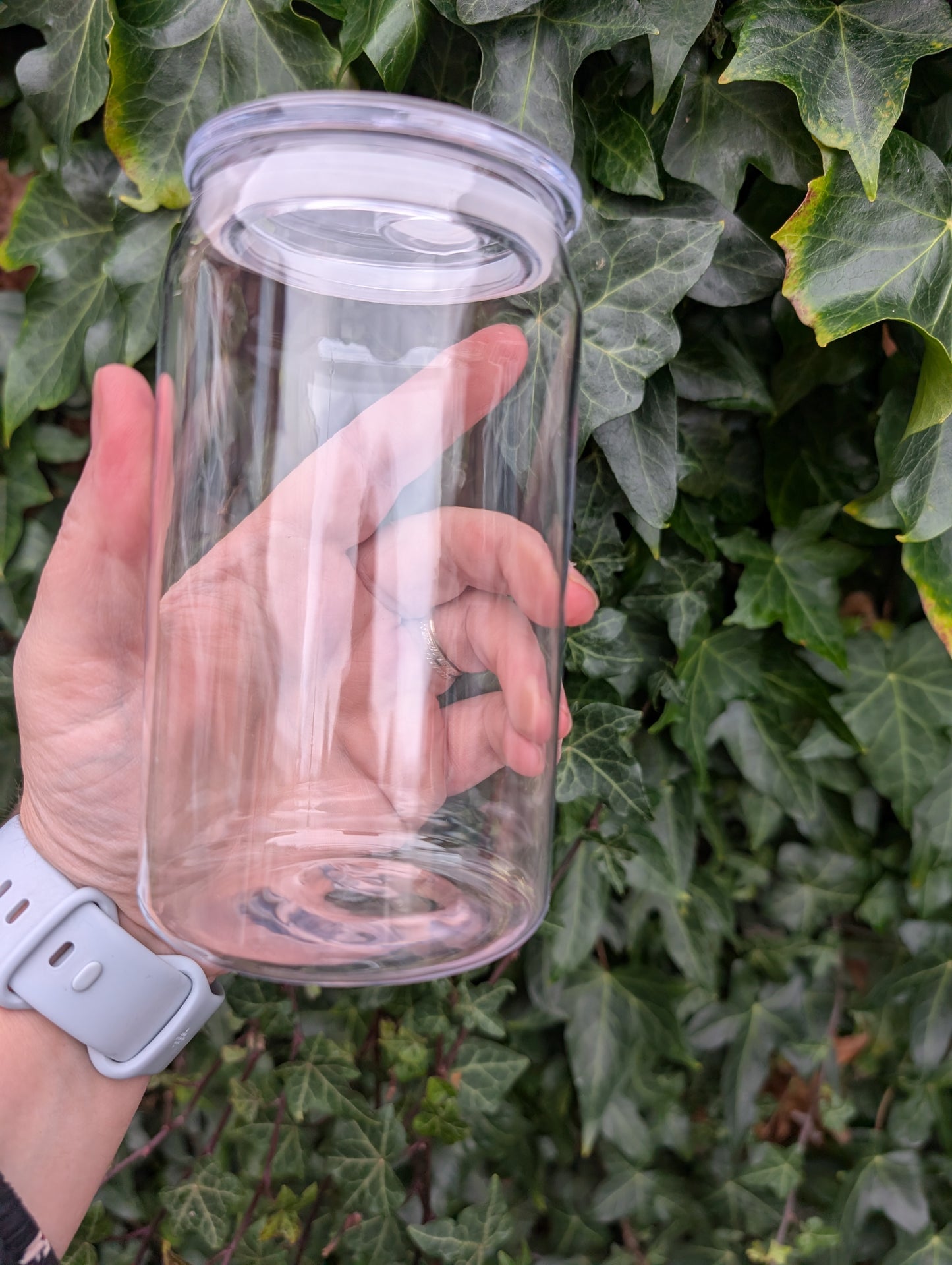 16oz Transparent Acrylic Plastic Beer Can with Plastic Lid and Straw