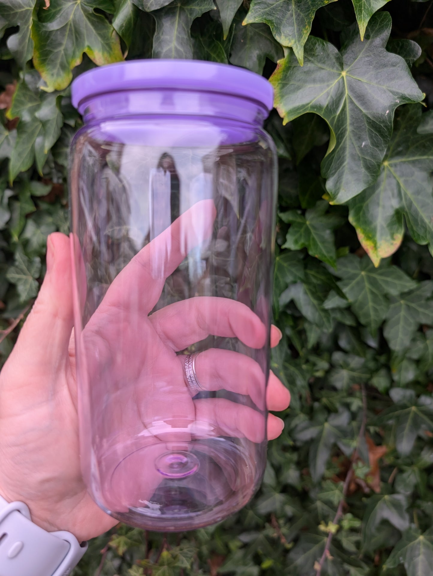 16oz Transparent Acrylic Coloured Plastic Beer Can with Plastic Lid and Straw