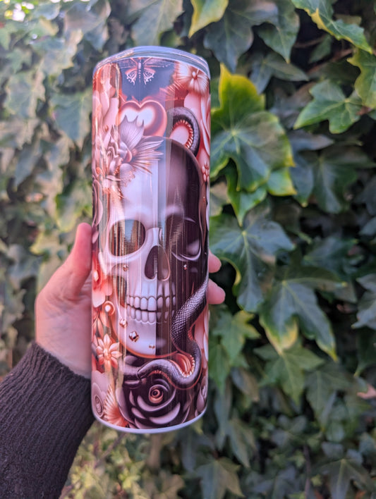 Black and Gold skull and roses 20oz Tumbler