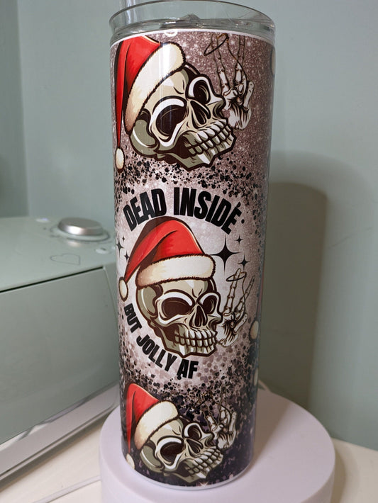 Dead inside Christmas skinny tumbler