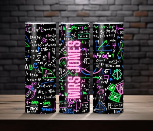 Personalised Maths geek equation teachers skinny tumbler