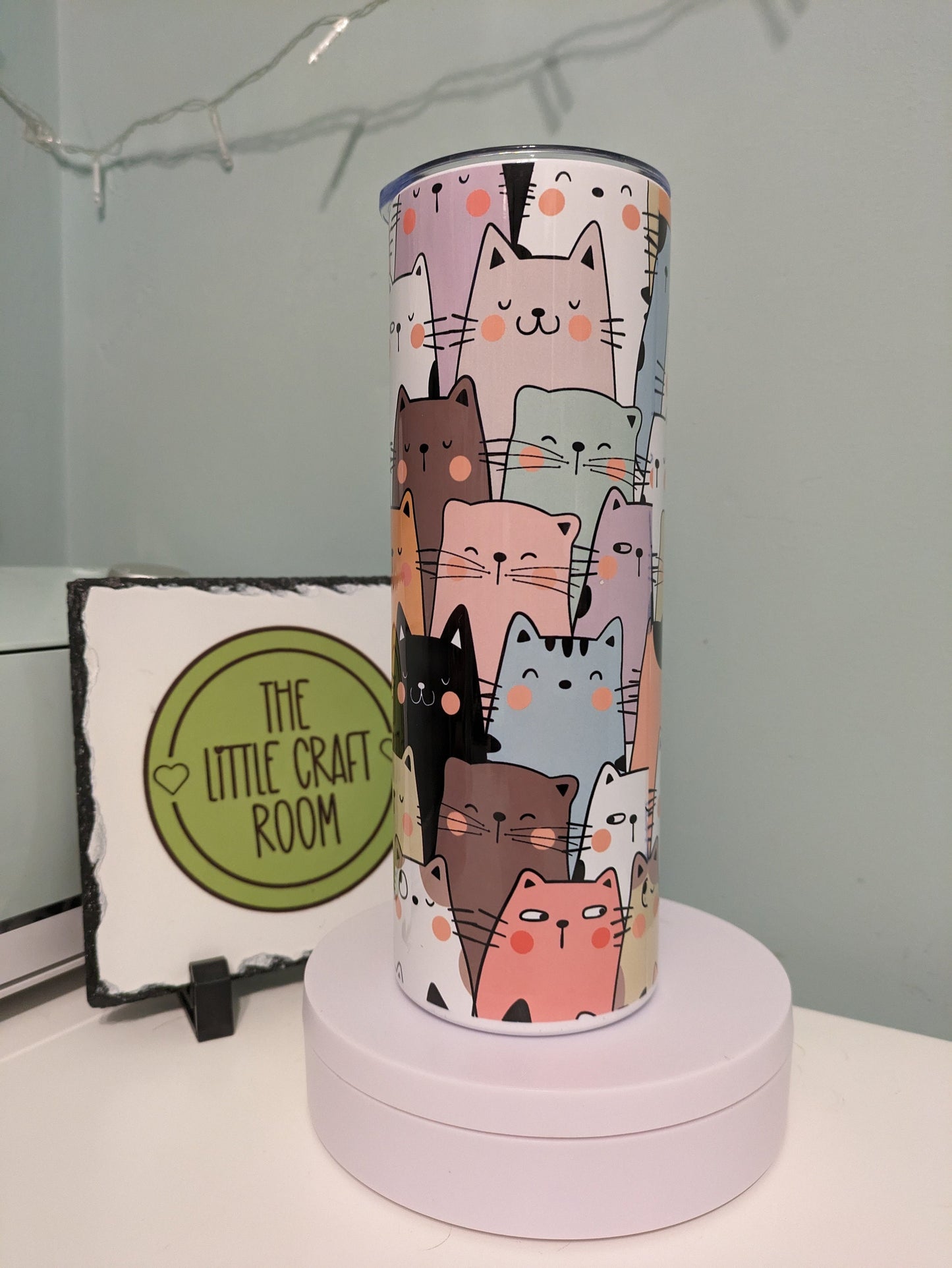 Cute cartoon cat skinny tumbler gift