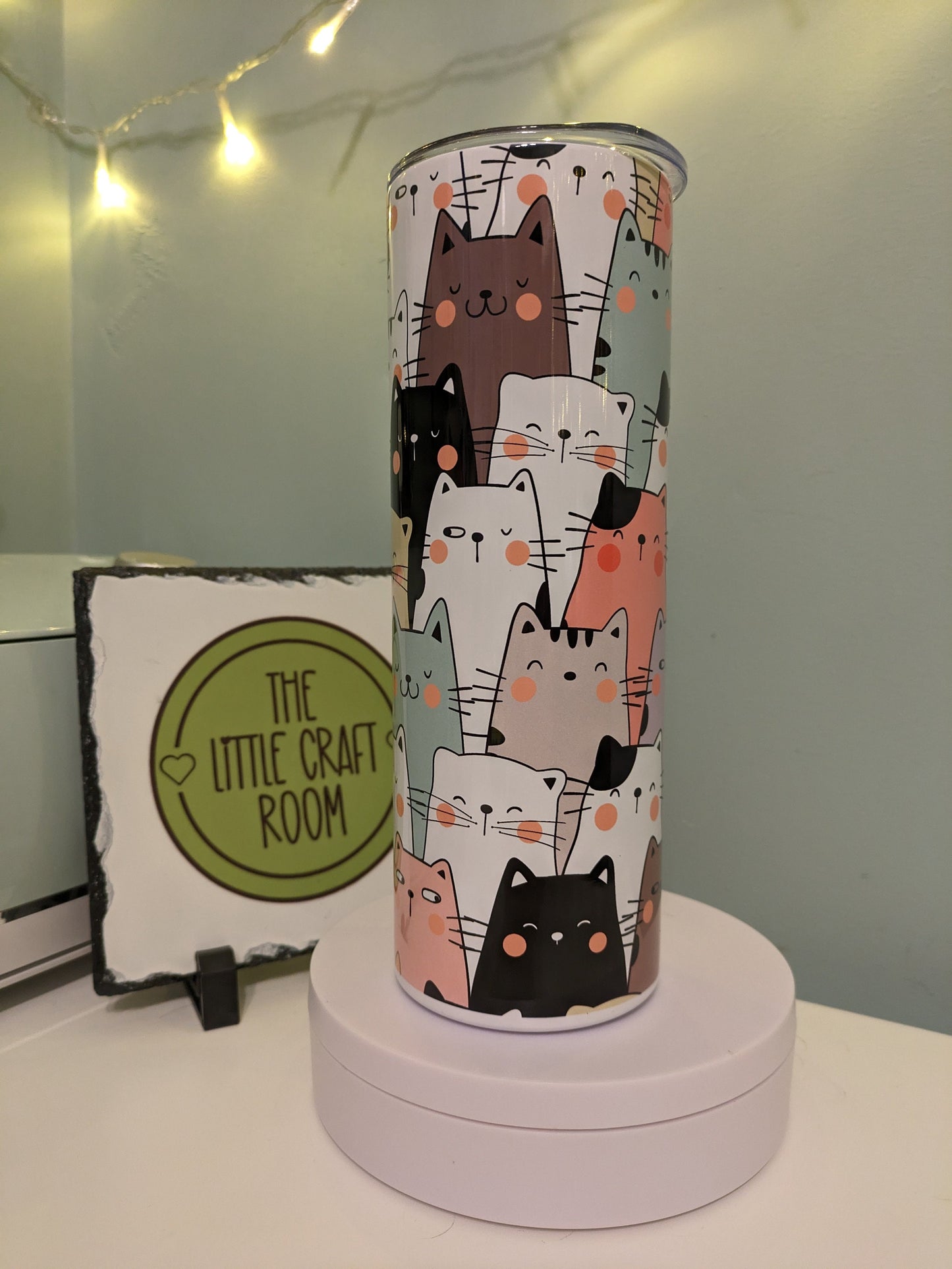 Cute cartoon cat skinny tumbler gift