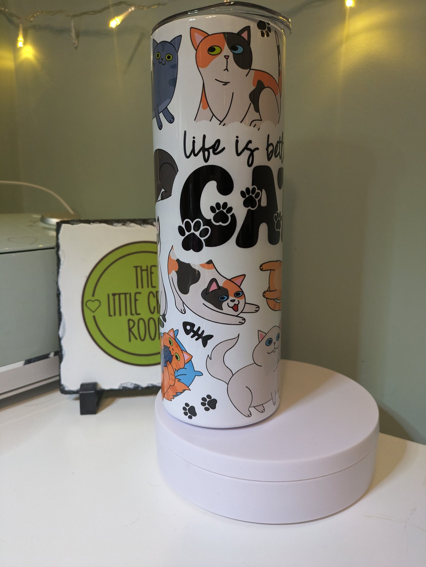 Life is better with cats cat lover skinny tumbler gift