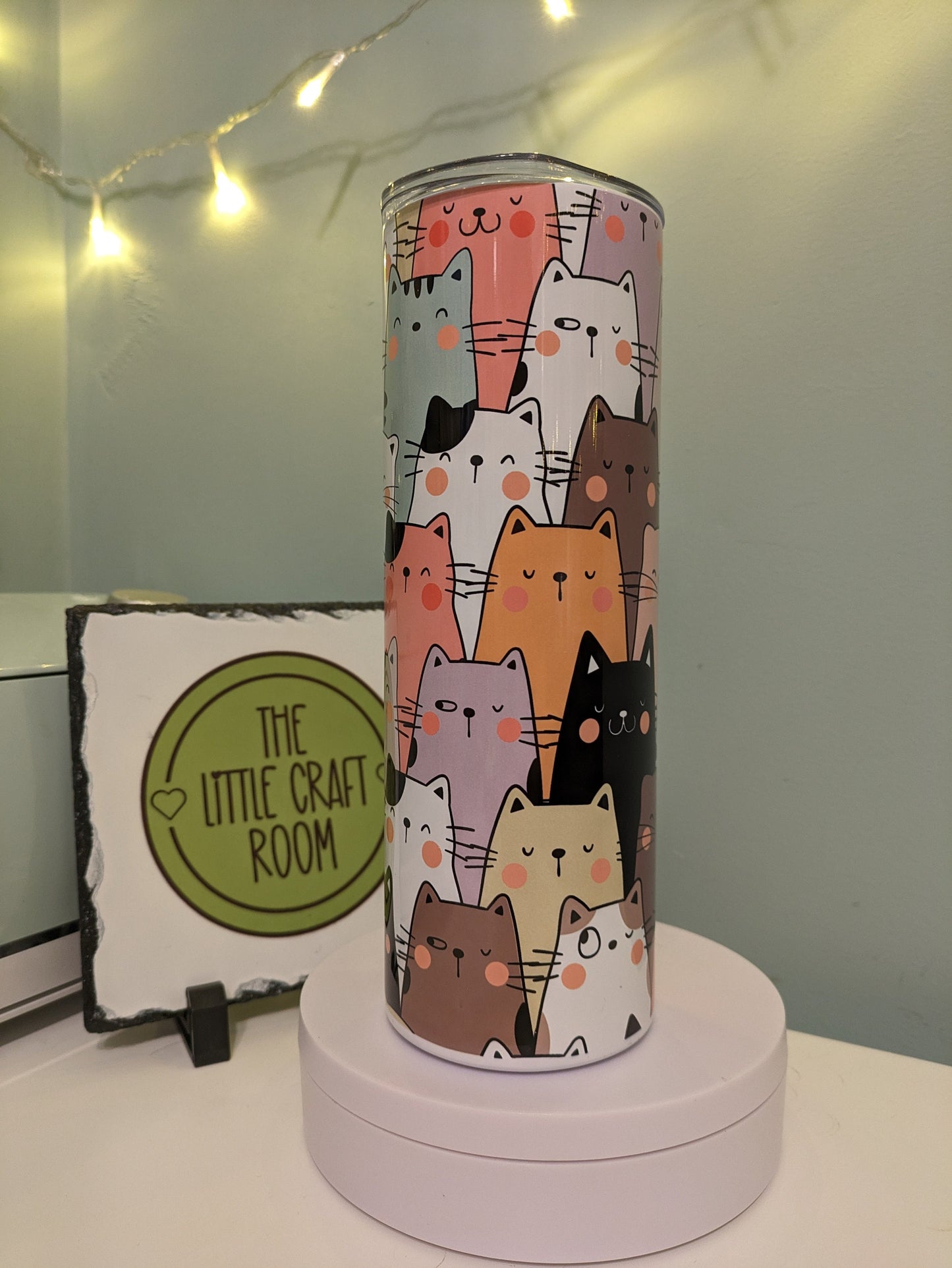 Cute cartoon cat skinny tumbler gift