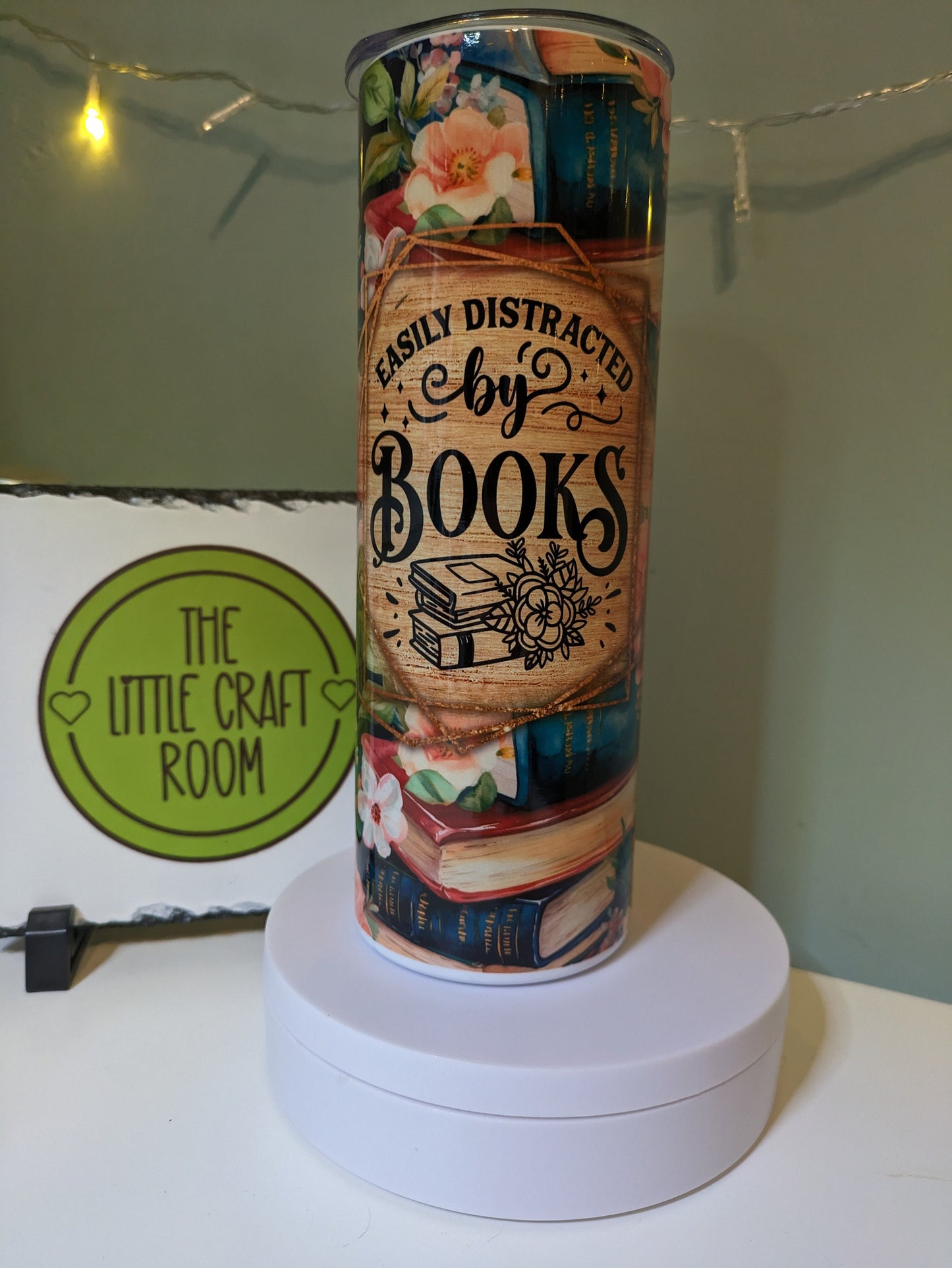 Easily distracted by books book lover skinny tumbler gift