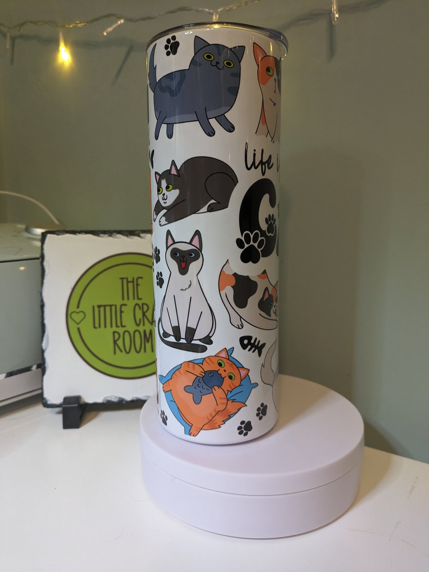 Life is better with cats cat lover skinny tumbler gift