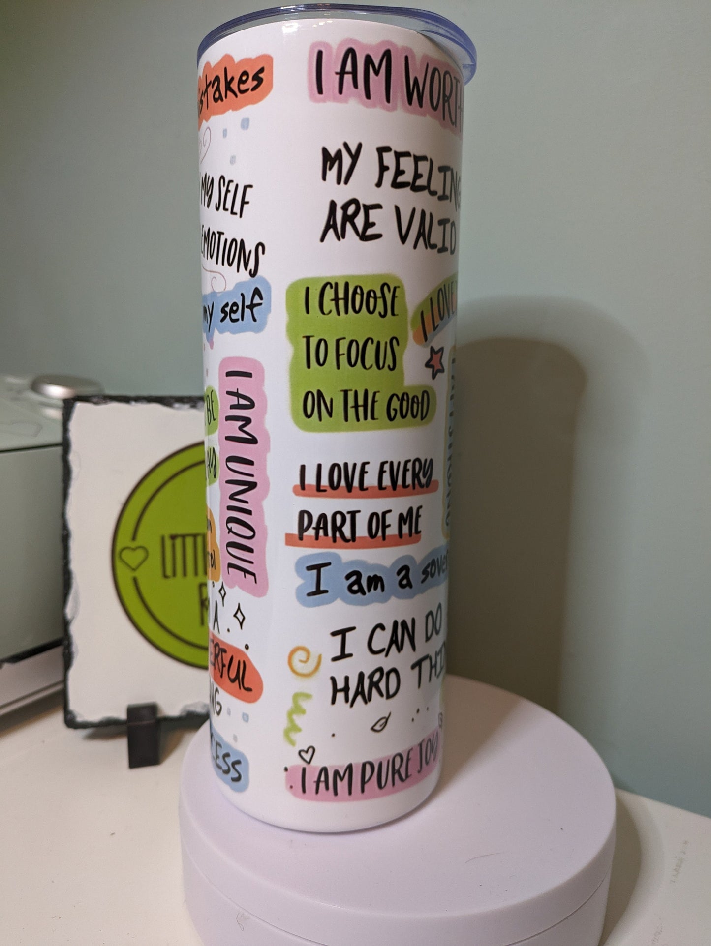 Daily affirmations quotes skinny tumbler gift