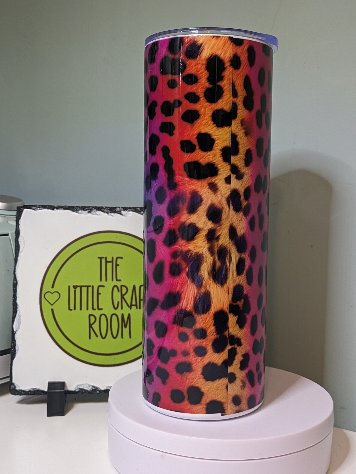 Leopard print multicolour rainbow tumbler gift