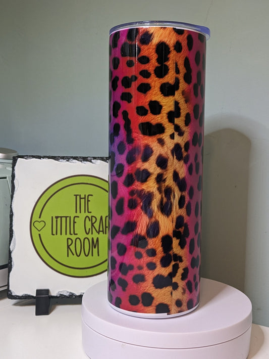 Leopard print multicolour rainbow tumbler gift