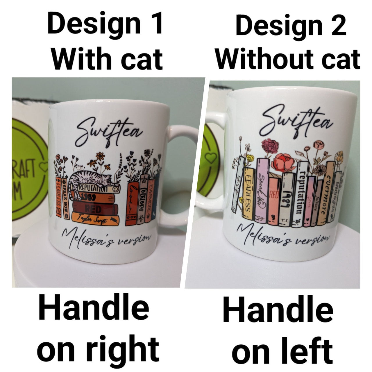 Swiftea Taylor Swift album cover bookshelf cat mug gift