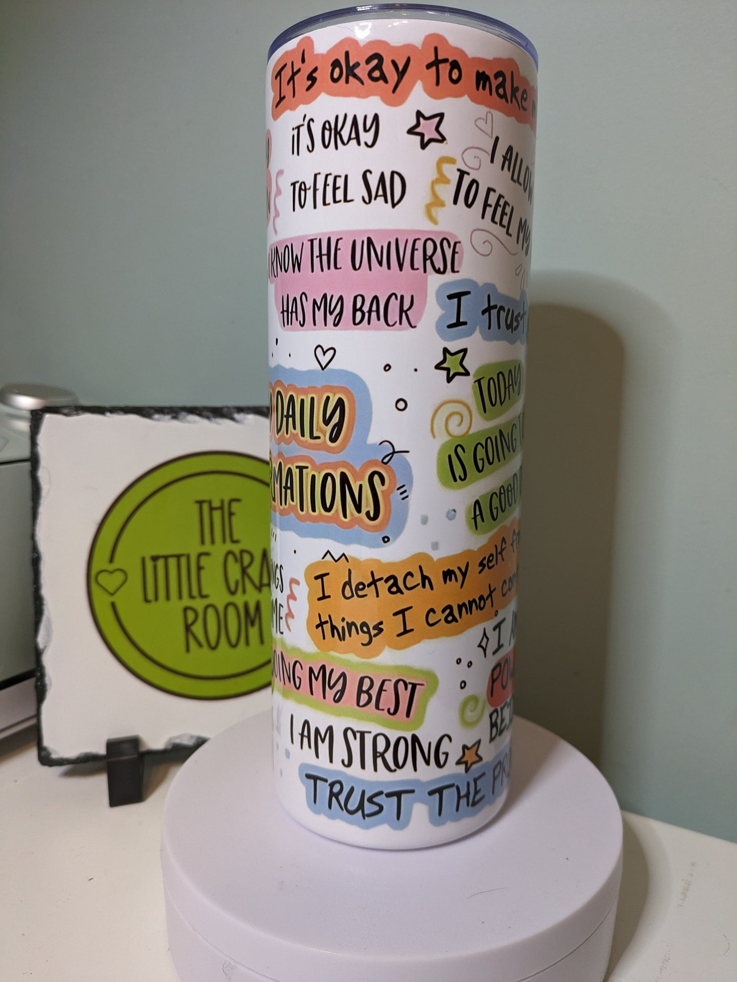 Daily affirmations quotes skinny tumbler gift