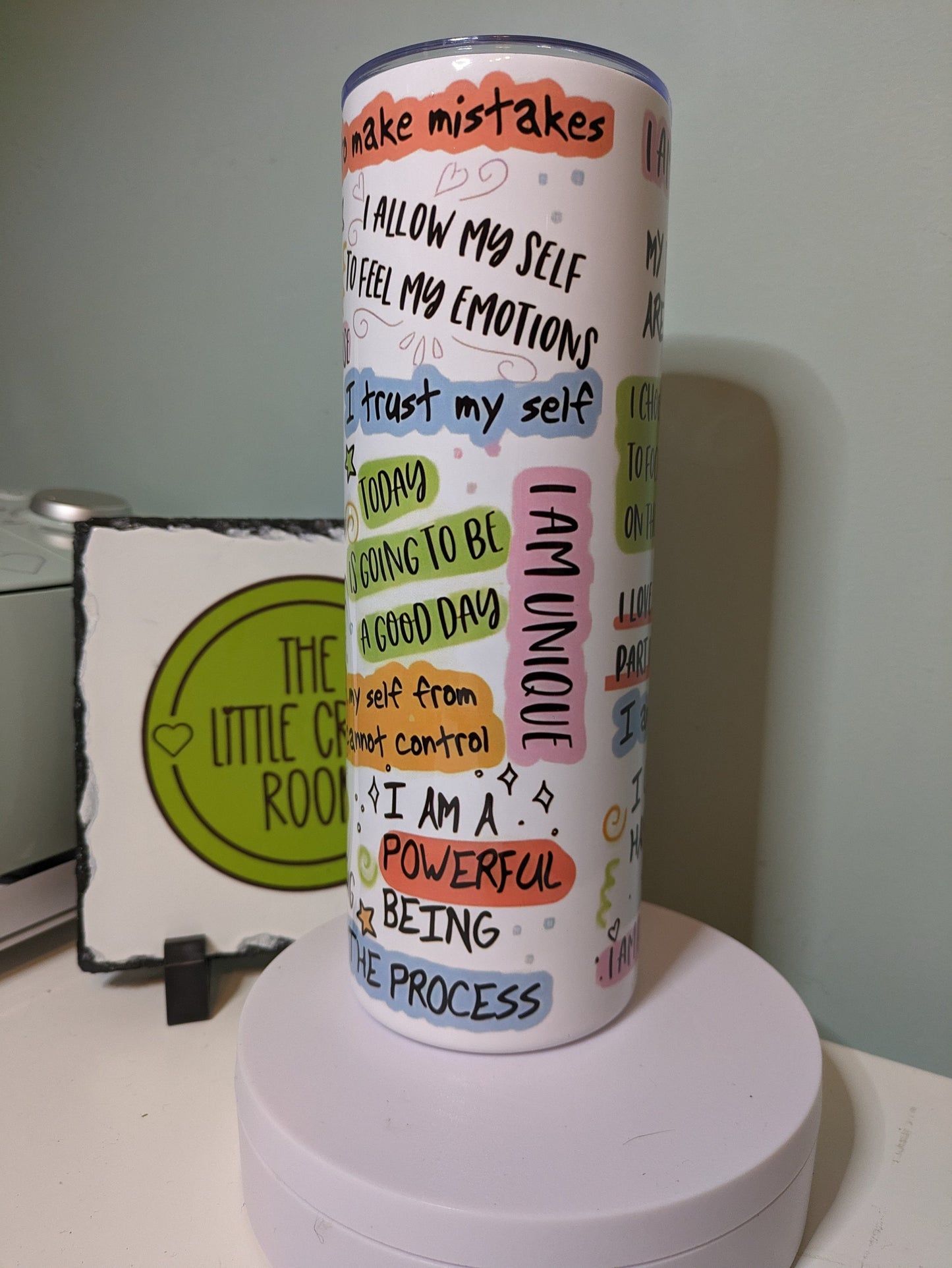 Daily affirmations quotes skinny tumbler gift
