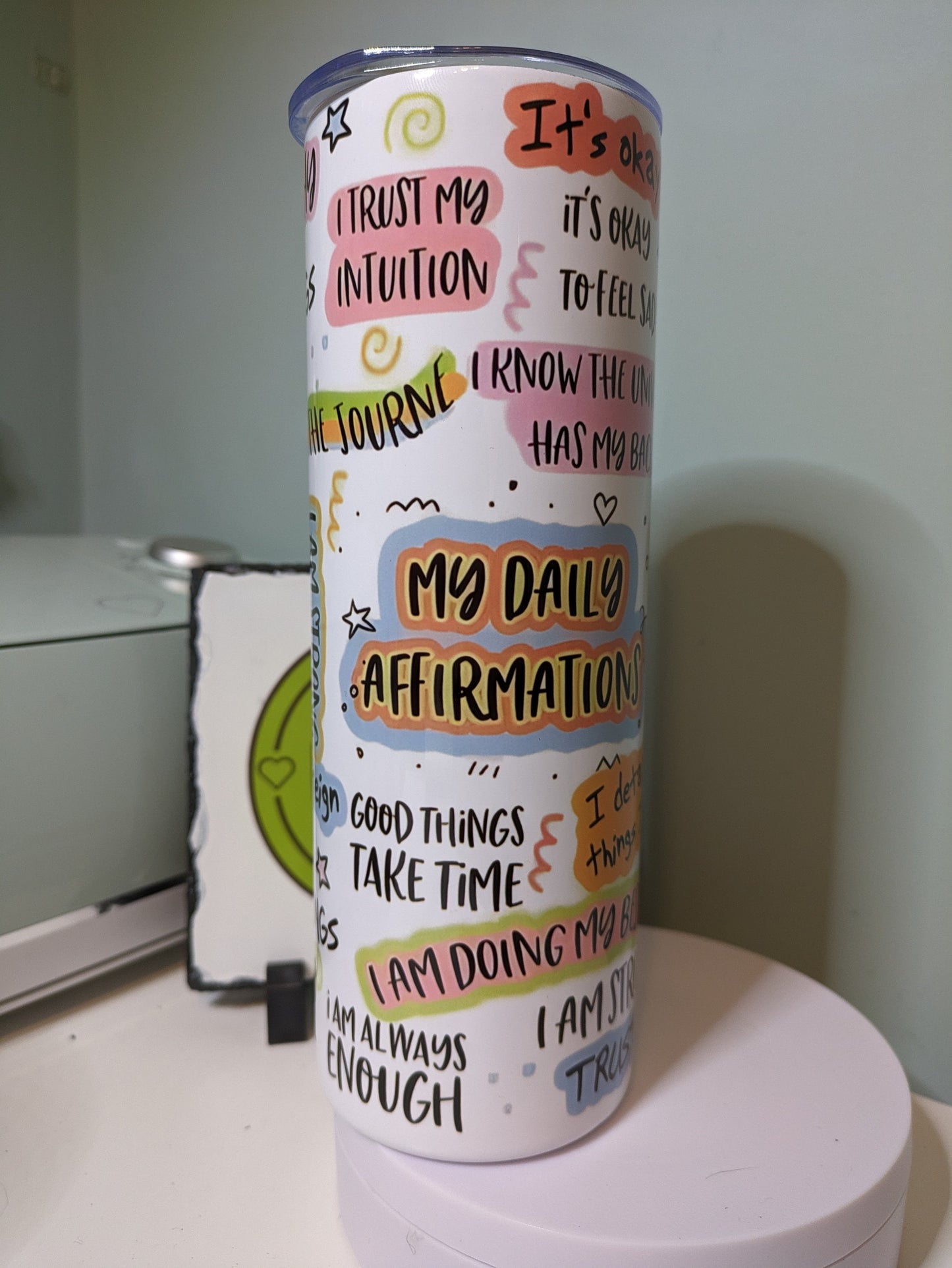 Daily affirmations quotes skinny tumbler gift