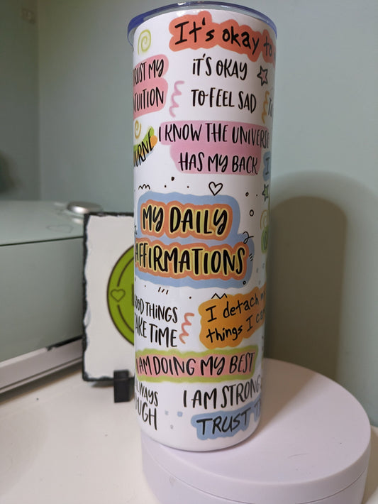 Daily affirmations quotes skinny tumbler gift