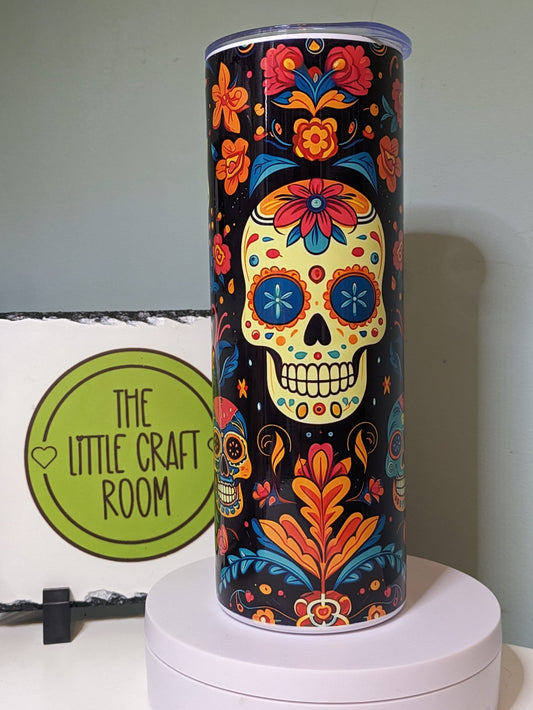 Sugar skull skinny tumbler gift