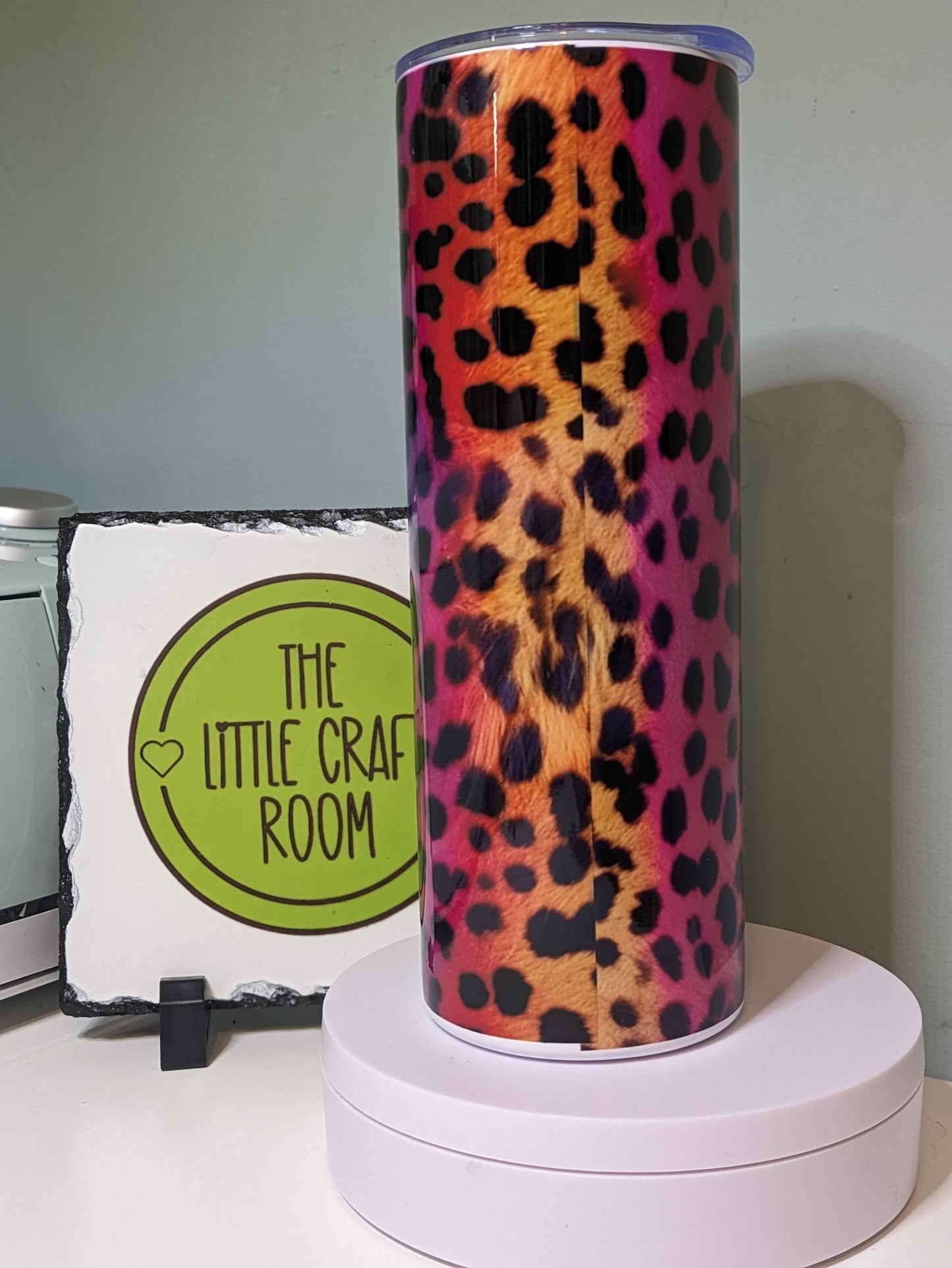 Leopard print multicolour rainbow tumbler gift
