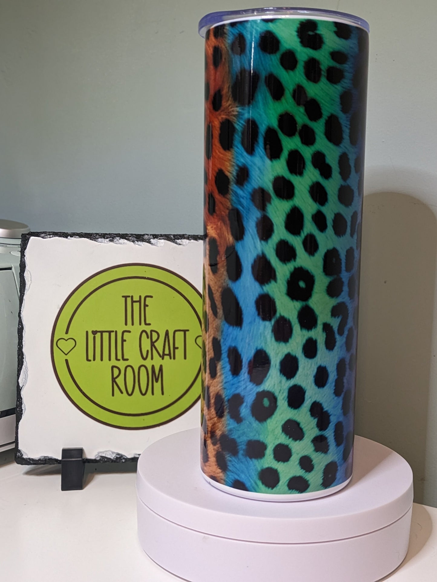 Leopard print multicolour rainbow tumbler gift