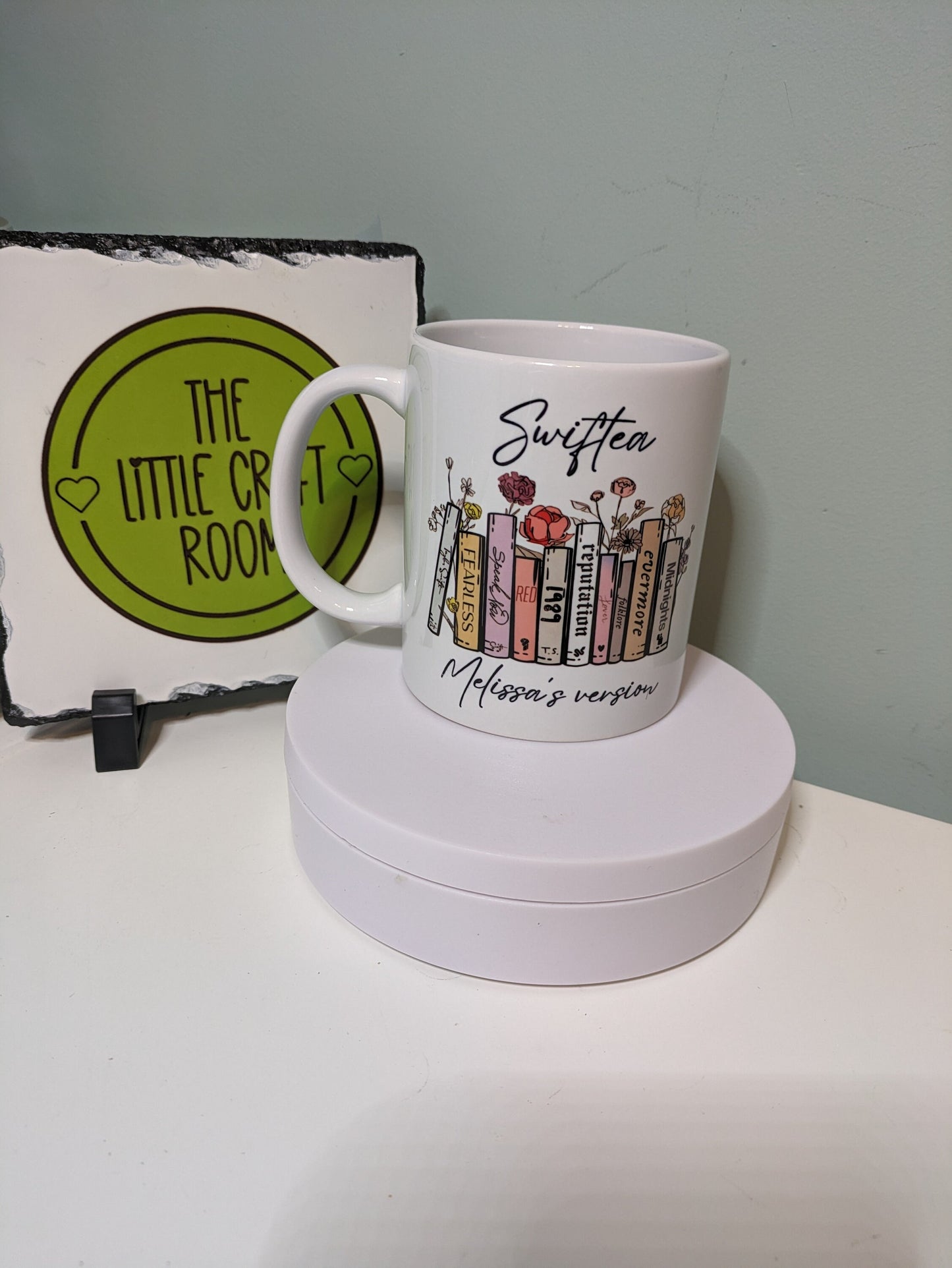 Swiftea Taylor Swift album cover bookshelf cat mug gift